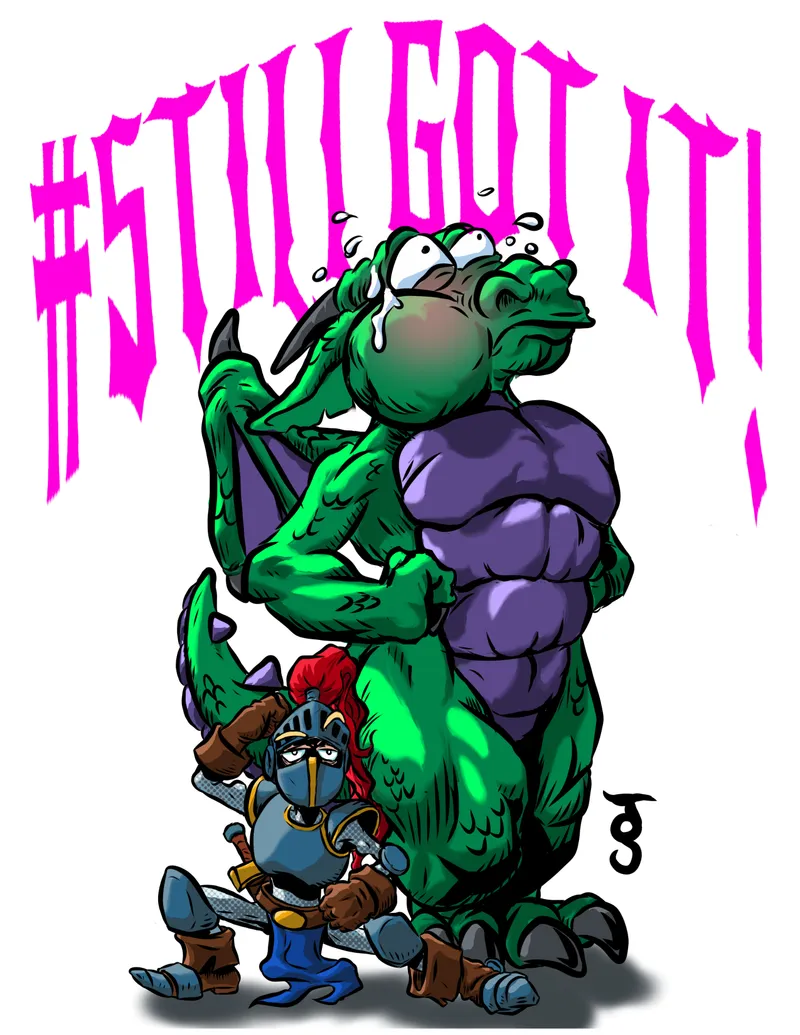 brave knight & lil dragon flexing to show they still got it